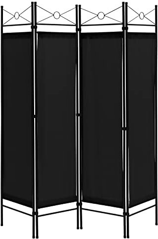 COSTWAY 4 Panel Folding Room Divider, Freestanding Wall Privacy Screen Protector with Detachable Cloth, Home Living Room Bedroom Office Paravent Partition Separator (Black)