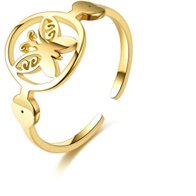 YAHOYA Titan Stahl Ring Hohler Schmetterling Weiblich Einstellbare Silber Gold Edelstahl Ringe für Frauen Männer