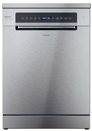 Candy Rapidò CF 6B2S3PSX Lavavajillas 60 CM, 16 Servicios, Display Digital, Wi-Fi, 10 Programas, Tercera Bandeja, Inicio Diferido, Indicador Sal y Abrillantador, Indicador Fin de Ciclo, 42DB, Inox