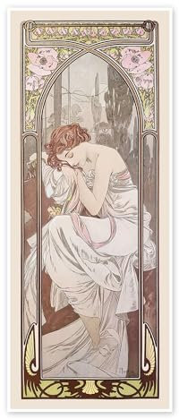 Die Vier Tageszeiten - Nachtruhe Poster von Alfons Mucha 30 x 70 cm Wandbilder Wanddeko