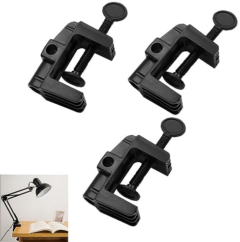 UtySty 3 Stück Schreibtischlampen-Schwenkarm-Klemme, Ersatzclip, nicht beschädigende Kunststoffhalterung, Standfuß für Desktop-Architekten, verstellbare Schwanenhals, Tischlampe, LED-Licht, Mikrofon,