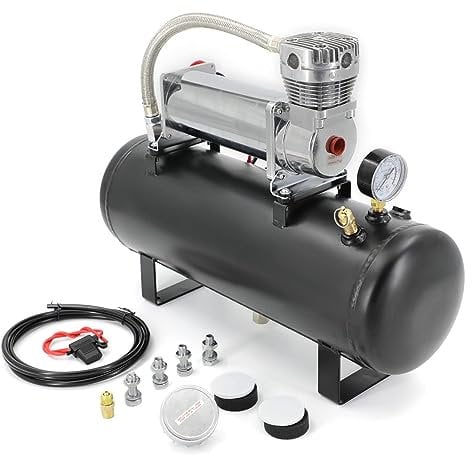 CNRAQR 200PSI 12V Heavy Duty Air Train Horn/Air Ride Suspension Compressor with 1.5 Gallon (5.6 Liter) Train/Air Horn Tank