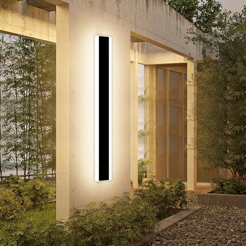Mikeru 100CM Modern LED Garden Wall Light, 32W 1920LM Long Strip, 3000K Warm White IP65 Rainproof Outdoor Porch Light for Garden Patio Garage