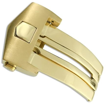 dayeer Butterfly-Uhrenschließe aus 316L-Edelstahl für Tag Heuer Carrera, Ersatzschließe in Silber und Schwarzgold (Color : Gold, Size : 20mm With logo)