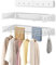 WELTRXE Wall Mounted Clothes Drying Rack, Collapsible Laundry Clothes Airer with 6 Hooks, Foldable Towel Rack, 80cm 5-Rod Retractable Metal Washing Line for Indoor Outdoor, Drying Space Saver, White