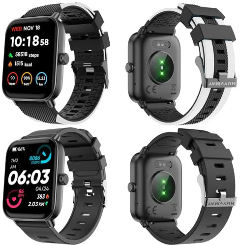 Fashion Smartwatch Fitness Tracker Herren Damen mit Telefonfunktion [2 Uhrenarmbänder] Alexa eingebaute, 1.8” HD Sportuhr mit Schlafmonitor Schrittzähler, IP68 Wasserdicht Fitnessuhr für Android iOS