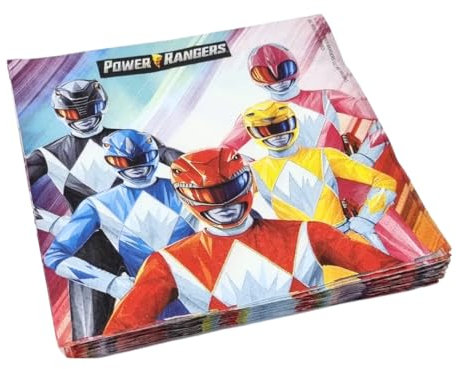 BeenSmile, Servietten, Servietten Geburtstag Kinder für Geburtstagsdeko, Tischdeko Geburtstag, Partyartikel, Partys, Feiern und Kindergeburtstage, 20 Sztuk, 33x33 Zm (Powe Ranger)