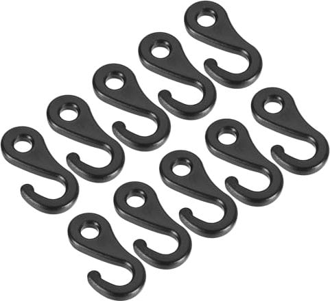 M METERXITY 20 Pack Plastic Camping Hooks - Camping Hook Buckles Durable Tent Awning Hole Clip Accessories, Apply to Camping Hiking (6.5mm, Black)