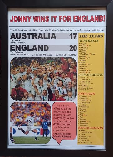 Assorted Australia 17 England 20-2003 Rugby World Cup final - framed print