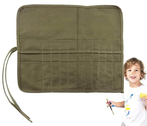 Meindin Roll Up Paint Brush Holder, Canvas Roll Pouch Bag Makeup Brushes Case Organizer, Artist Paint Brush Roll Multi-functional Brush Pouch For Classroom Pencil