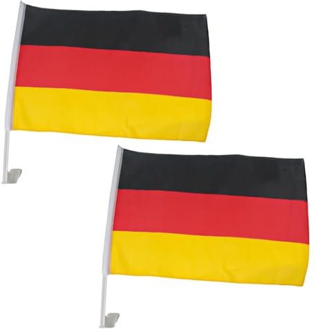 Murago - 2er Set Autofahne Deutschland ca.30x20cm - Flagge Fußball Fanartikel Auto Deko EM Fahne für Autofenster
