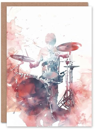 Artery8 Schlagzeuger Spielt Schlagzeug Set Modernes Aquarell Geburtstagskarte
