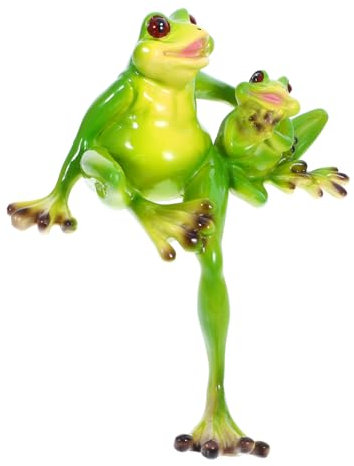 Kisangel Bonsai Frosch Statue Harz Dekorative Gartenfigur Für Außenbereich Charmante Froschornament Für Gartendekoration Und Miniaturgarten Kreative Mutter-Junge Mädchen Frosch Skulptur