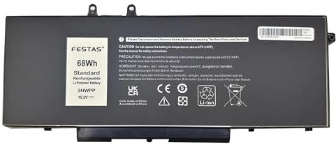 FESTAS 3HWPP 10x1j Laptop Ersatz Akku Für Latitude 5501 5401 5511 5510 5411 5410 Series Precision 3541 3551 3550 Series 17 7500 2-in-1 Black Edition Inspiron 17 7506 2-in-1 Black Edition Series