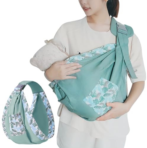 Lvjkes Fular portabebe, Porta bebes de 0 a 36 meses, Multifuncional porteo bebe, Correa de hombro ajustable, Portátil portabebes lateral, Apto para bebés pequeños de hasta 20 kg (Verde)