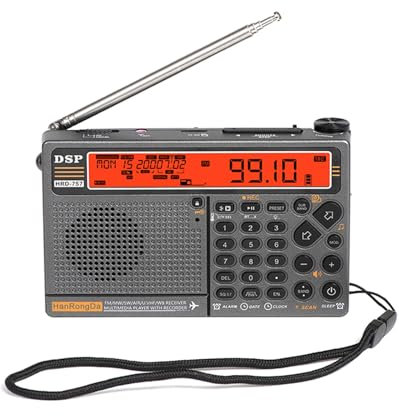 Docooler HRD-757 Radio multibanda FM AM MW SW V.UHF AIR WB Radio portátil APP Control BT TF Reproductor de música SOS Alarma Linterna Alarma