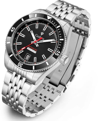 CADISEN Automatik Uhr Herren Mechanische Saphirglas 100M Wasserdicht Beiläufig Unternehmen (schwarz)