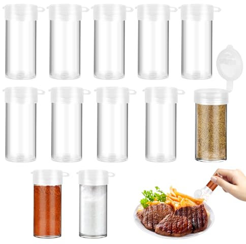 TNOMSNO 10Pcs Mini Salero, 6g Mini Salero y Pimentero Pequeño Saleros de Plástico, Salero y Pimentero con Tapa para Barbacoa Camping al Aire Libre