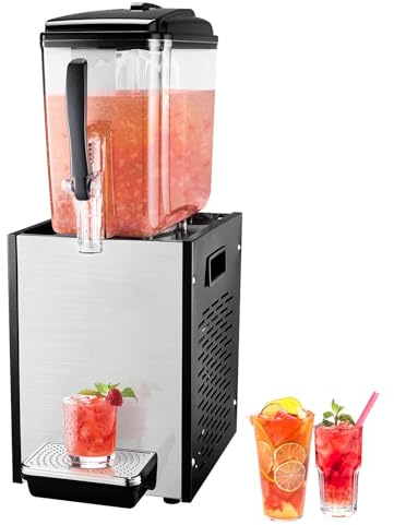 VEVOR Distributeur de Boissons Commercial de 12 L, Fontaine à Eau 246 W, Distribution de Jus Limonade Thé Glacé en Inox Alimentaire, Température de Refroidissement 7-12 ℃, pour Restaurant, Hôtel, Café