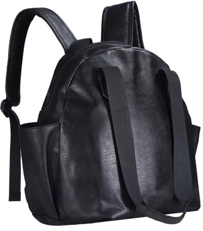 Stilvolle Wickeltasche, Rucksack, Leder, große Kapazität, Reise-Baby-Wickeltasche, Tragetasche für Mama, Papa, Handtasche, Schultertasche, leicht, Schwarz, 16.2 * 13.8 * 6.3, Classic