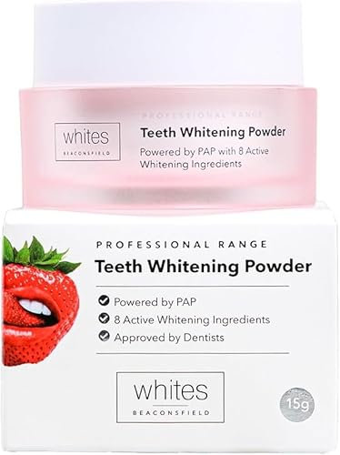 Whites Beaconsfield Professional Teeth Whitening Powder, Dentist-Approved, 6 Month Supply, Removes Stains from Wine, Coffee, Tea & Smoking Use, Repairs Enamel, No Sensitivity, No Peroxide