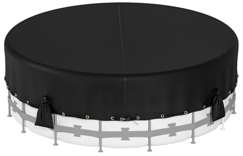 18Ft Round Pool Cover, 600D Oxford Cloth Pool Covers for Above Ground Pools, Pool Solar Cover W/4 Weight sandbags, Waterproof Dustproof Swimming Stock Tank Pool Protector