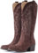 IUV Cowboystiefel aus Wildleder für Damen, Westernstiefel mit spitzer Zehenpartie, wadenhoch, Schlupfstiefel, Kaffee, 39 EU