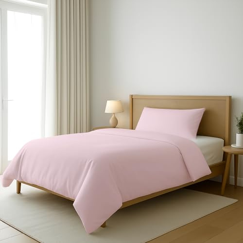 Pizuna Bettwäsche 155x200 + 40x80 Baumwolle Hellrosa 600 Fadenzahl | 100% Langstaple Baumwolle Bettbezug und Kissenbezug, Mako Satin 2-Teilig Bettwäscheset 155x200 + 40x80 Weiß Mako Satin