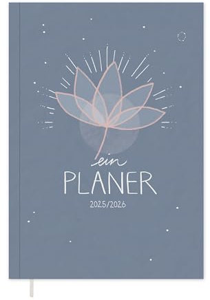 Eine der Guten Terminkalender A5 - Studienplaner 2025 2026, 18 Monate Wochenplaner & Notizbuch für Juli 25 bis Dez. 26, Softcover Taschenkalender, Blau Weiß Rosa, klimaneutral, FSC Papier