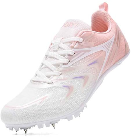 Leichtathletik Spikes Schuhe, Professionelle Langstreckenlauf Sprint Turnschuhe Atmungsaktive Springschuhe Sportschuhe Für Herren Damen,Weiß,38 EU