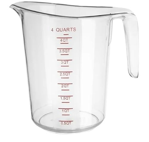 Vogue Polycarbonate Measuring Jug, 4 Ltr | Graduated markings ensure precise portion control, while the secure handle and spout prevent spills in busy kitchens.