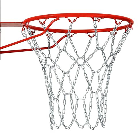 Edelstahl Basketballkettentor - Standard Größe 48CM mit 12 Schlaufen, Metall Basketballkorbnetz für Innen-/Außenplätze (Nur Kette)