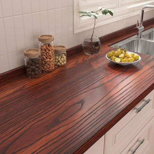 YENHOME Möbelfolie Selbstklebend Holzoptik Braun 60x500cm Möbelfolie Selbstklebende Folie für Möbel Holzoptik Braun Matt Wasserdicht Küchenfolie Klebefolie für Küchenarbeitsplatte Tisch Schränke