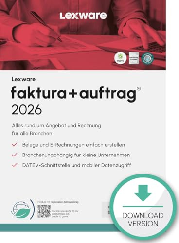 Lexware faktura+auftrag Standard 2026 (365 Tage)| Einfache Auftrags- u. Rechnungs-Software | PC Aktivierungscode per Email