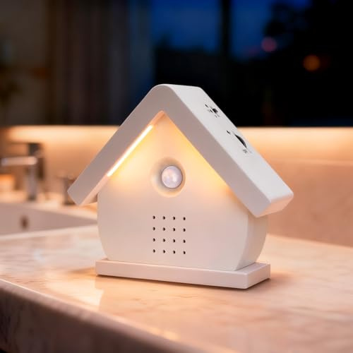 Vogelgezwitscher Bewegungsmelder Box, Vogelgezwitscher Vogelzwitschern, Naturgeräusche Box mit Leuchten, Timer, 12 Lieder, Weißes Rauschen Vogelzwitschern Box für Toilette Spa und Entspannung, 0-90dB