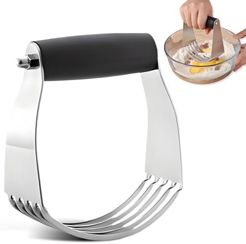 Pastry Blender, Stainless Steel Pastry Cutter, Heavy Duty Dough Mixer, Essential Baking Accessory, for Every Kitchen, Effortless Mixing, Black