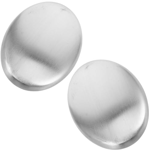 CATIEBYE 2pcs Stainless Steel Soap Bar Odor Remover Reusable Metal Soap for Kitchens Outdoor Areas
