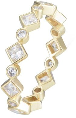 Musihy Verlobungsring Gold, 14 Karat Gelbgold Geometrischer Verlobungsring mit Moissanit, Größe 63 (20.1)