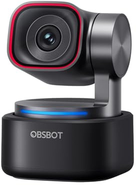 OBSBOT Tiny 3 4K Webcam con Audio Spaziale avanzato e Tracciamento IA, PTZ | 1/1.28 Sensore, Tri-Mic, Controllo vocale/gestuale, 120FPS, HDR, Webcam per PC/Laptop/Streaming/Meeting/Switch 2, ecc.