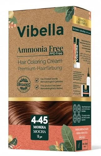 Vibella Haarfärbecreme Nr. 4.45 Mokka – Premium-Haarfärbung ohne Ammoniak, Strahlende Farbbrillanz & zuverlässige Grauabdeckung, Mit Pflegeölen & Keratin