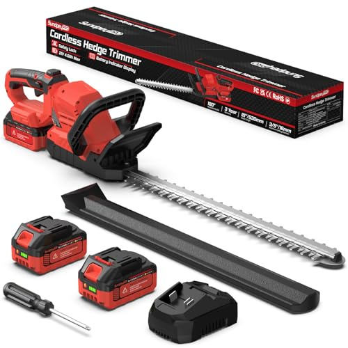 SundpeyPRO 21V Tagliasiepi a Batteria 53cm - Tagliasiepi Elettrico a Batterie 2 x 4.0Ah, Diametro Di Taglio 16mm, Maniglia Ruotabile 180°, Taglia Siepe Giardino per Siepi, Arbusti, Potatura