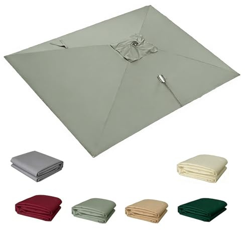 HOUKOIKBUG Rectangulaire Auvent De Rechange Pour Parasol Déporté 4x3m Toile De Rechange Pour Parasol De Terrasse 8 Baleines Tissu De Remplacement parapluie De Jardin(Taupe)