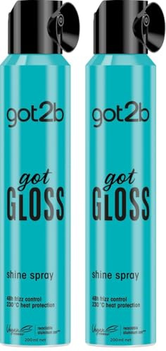 got2b gotGLOSS hair spray finish for glossy and glass-like hair, frizz control and heat protection for sleek hair 200ml (Pack of 2)