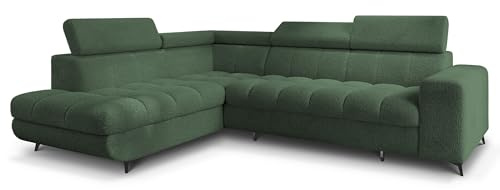 Masseno Ecksofa MORIVA Q L-S mit Schlaffunktion L-Form, Klassisch Sofa mit Bettkasten, Wohnzimmersofa, Couch, Soffa, Bettsofa, Couchgarnitur - Grün, Quelle 37