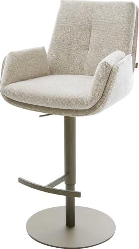 DELIFE Barstuhl Clea-Flex Drehfuß höhenverstellbar Metall Titanfarben Webstoff Soft Beige