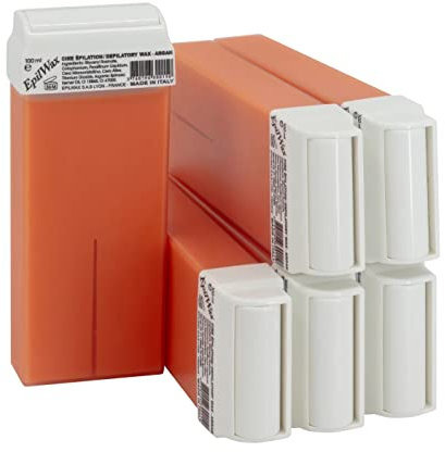 EpilWax Set of 6 Argan Wax Cartridges for Hair Removal - Large 100 ml Roll-on Waxing Refills