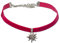 Alpenflüstern Trachten-Samt-Kropfband Strass-Edelweiß klein - Trachtenkette enganliegend, Kropfkette elastisch, Damen-Trachtenschmuck, Samtkropfband schmal pink-Fuchsia DHK099