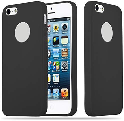 Cadorabo Custodia per Apple iPhone 5 / iPhone 5S / iPhone SE in CANDY NERO - Morbida Cover Protettiva Sottile di Silicone TPU con Bordo Protezione - Ultra Slim Case Antiurto Gel Back Bumper Guscio