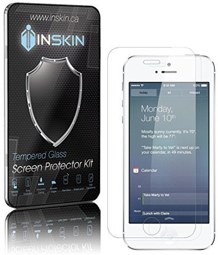 Inskin Case-Friendly Tempered Glass Screen Protector, compatible with iPhone SE, iPhone 5, iPhone 5C and iPhone 5S. 2-Pack.