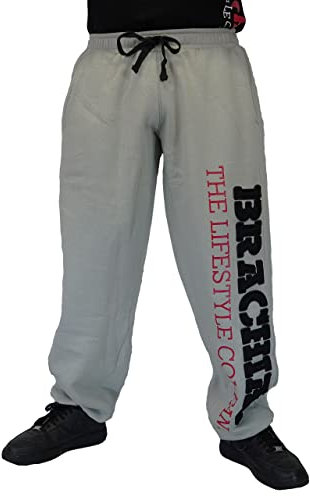 BRACHIAL® Bodybuilding Hose Herren [lockerer Schnitt, robuster Stoff] Hellgrau 2XL | Fitness Kleidung | Bodybuilding | Pumperhose | Pants Men | Gym Clothing